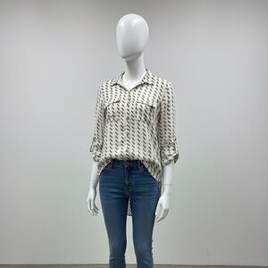 Stylish Beige and Black Patterned Women's Shirt